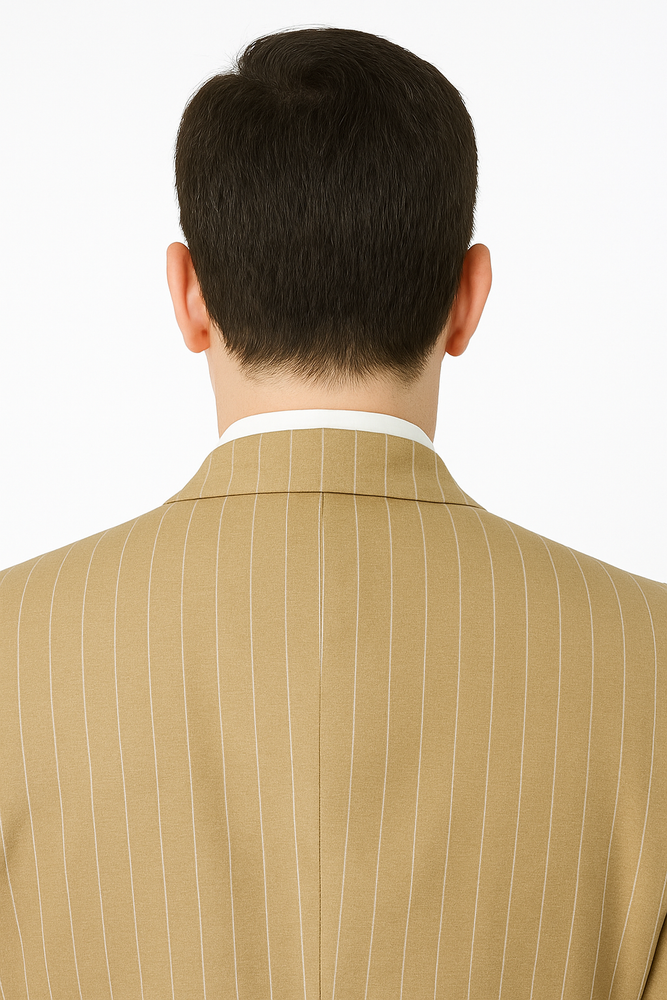 Beige Pinstripe Party Suit – Classic 3-Piece Men’s Outfit
