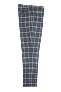 "Stacy Adams Double-Breasted Men's Suit in Black & Grey Windowpane"