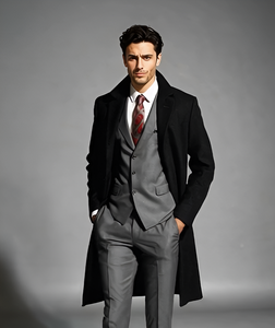 Men's Black Wool & Cashmere Overcoat – Classic Full Length Topcoat