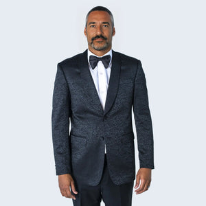 Men's Black Paisley Jacket with Shawl Lapel Slim Fit - Wedding - Prom