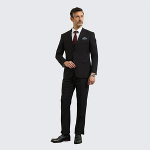 Black Pin Stripe Suit Three Piece Set - Wedding - Prom