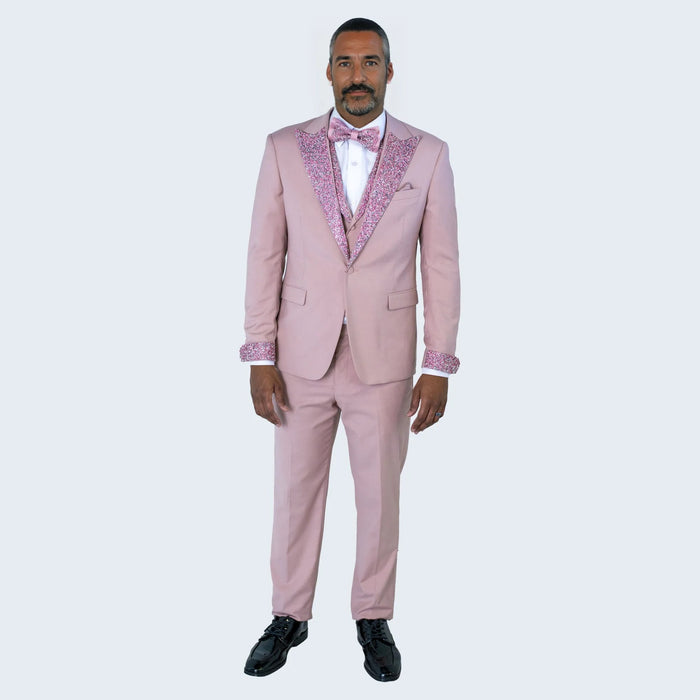 Lavender Tuxedo Stone Peak Lapel Four Piece Set - Wedding - Prom