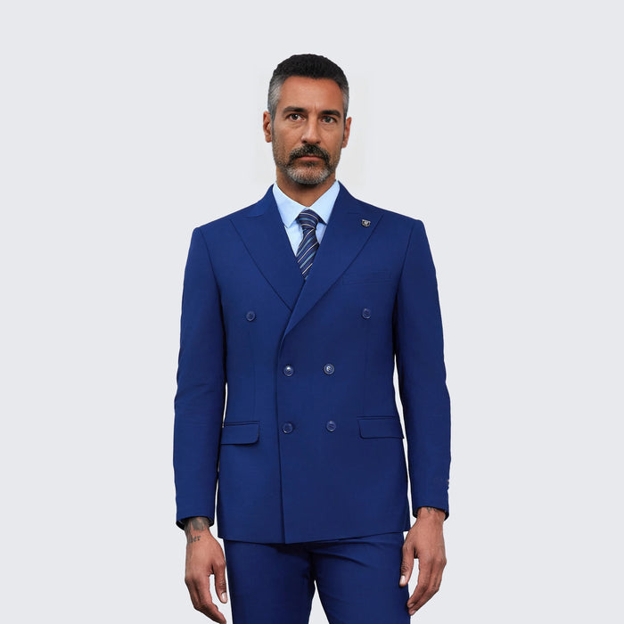 Men's Double Breasted Blue Suit by Stacy Adams - Wedding - Prom