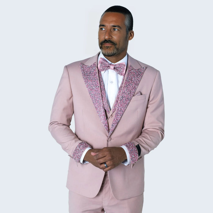 Lavender Tuxedo Stone Peak Lapel Four Piece Set - Wedding - Prom