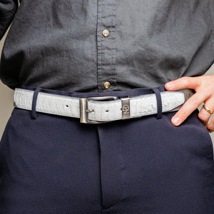 Marco Di Milano Alessio Belt: Luxury White/Gray Leather Shoes