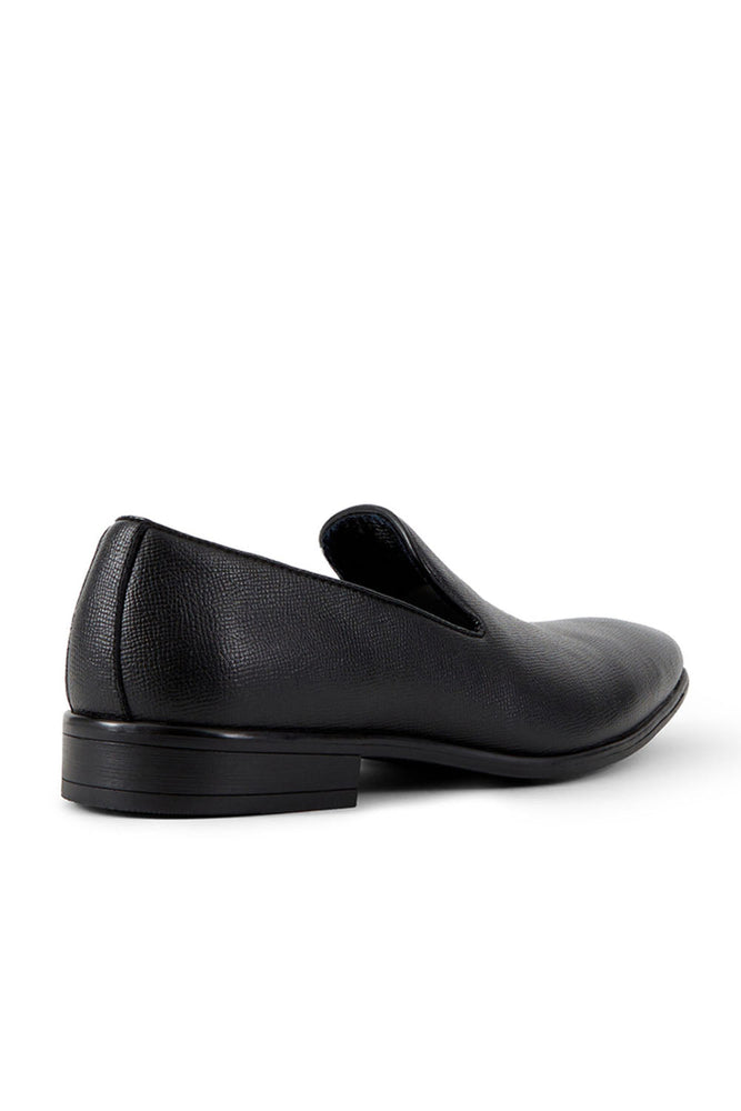 "Allure Slip On" Black Leather Tuxedo Shoes
