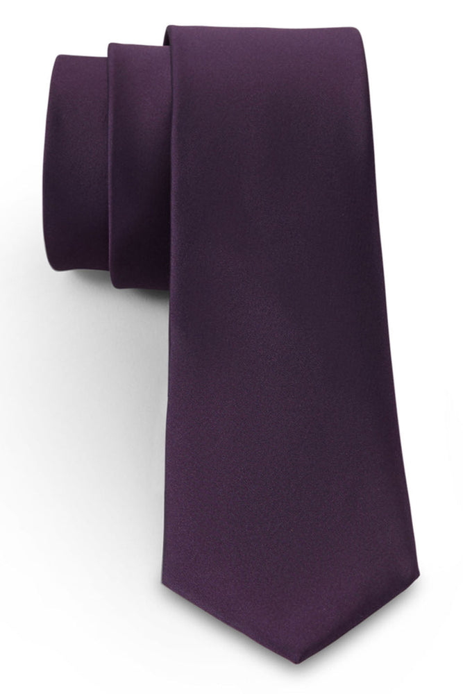 Aubergine Solid Satin Silk Necktie