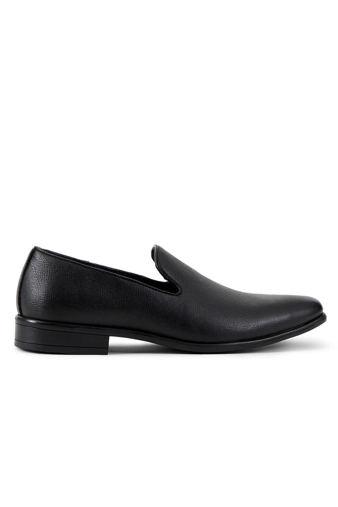 "Allure Slip On" Black Leather Tuxedo Shoes