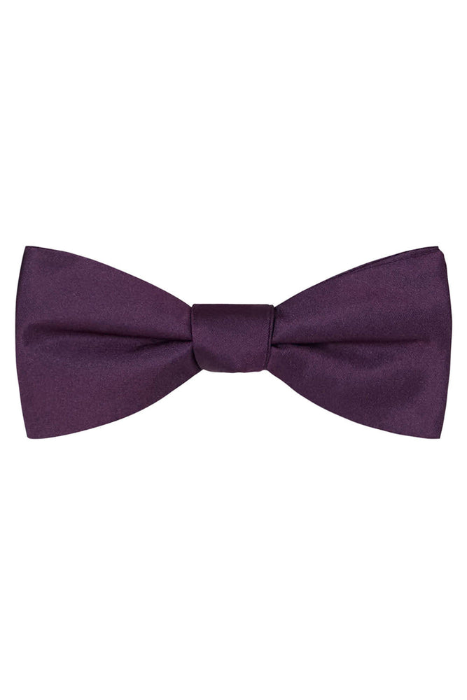 Aubergine Solid Satin Silk Bow Tie