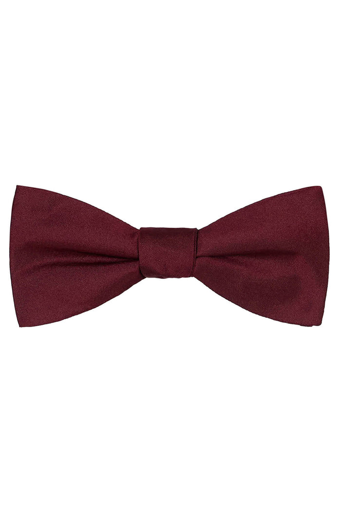 Burgundy Solid Satin Silk Bow Tie