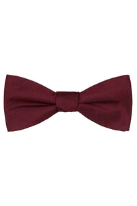 Burgundy Solid Satin Silk Bow Tie