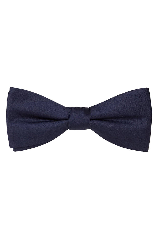 Navy Solid Satin Silk Bow Tie