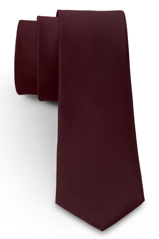 Burgundy Solid Satin Silk Necktie