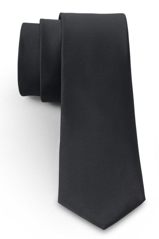 Charcoal Solid Satin Silk Necktie