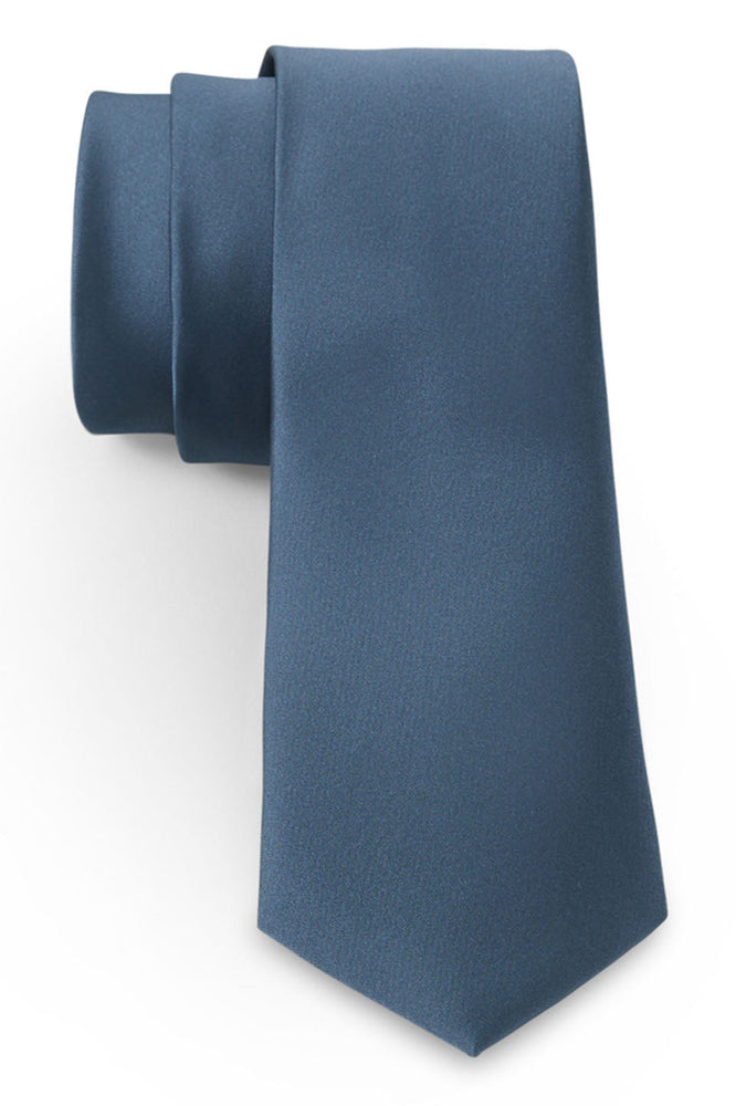 Dusty Blue Solid Satin Silk Necktie