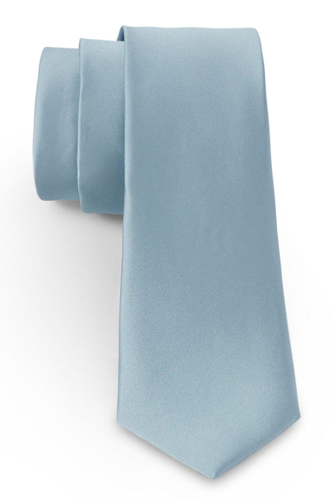 Light Blue Solid Satin Silk Necktie
