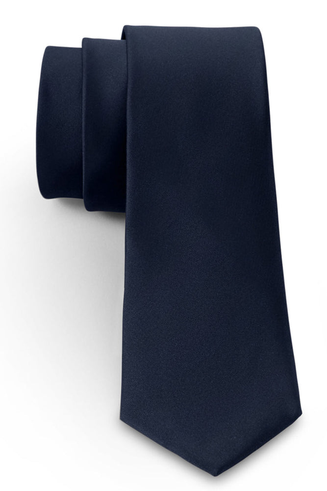 Navy Solid Satin Silk Necktie
