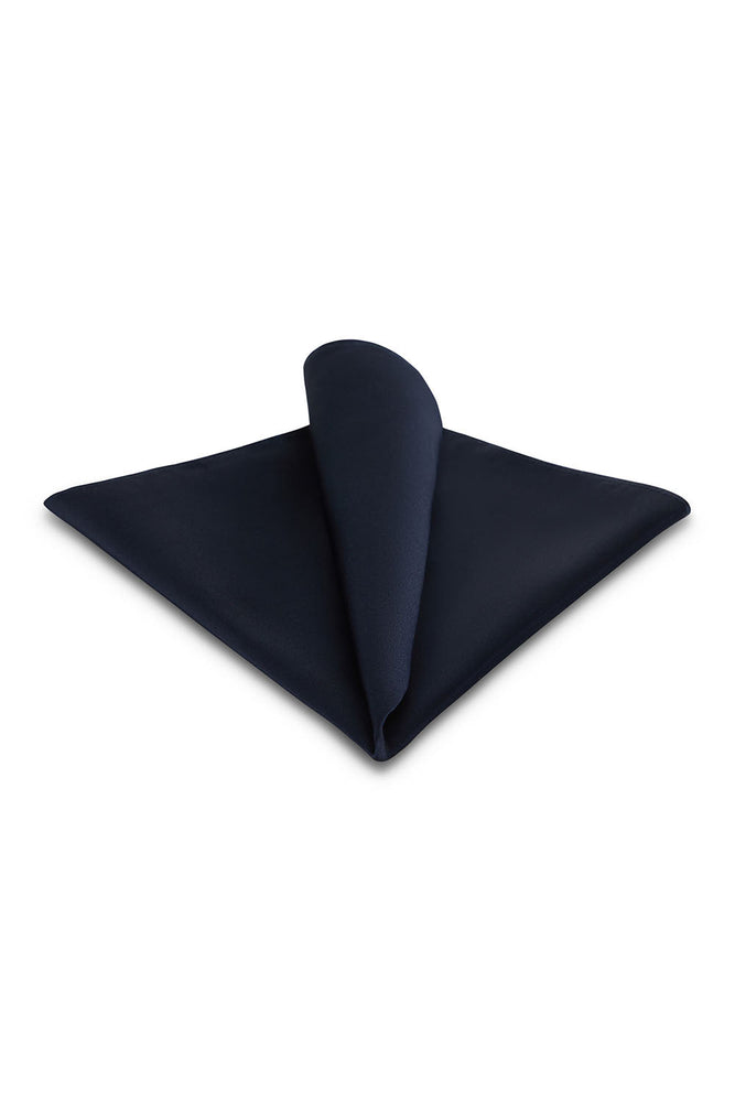 Navy Solid Satin Silk Pocket Square