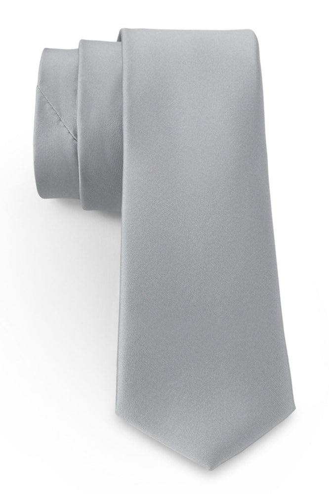 Platinum Solid Satin Silk Necktie