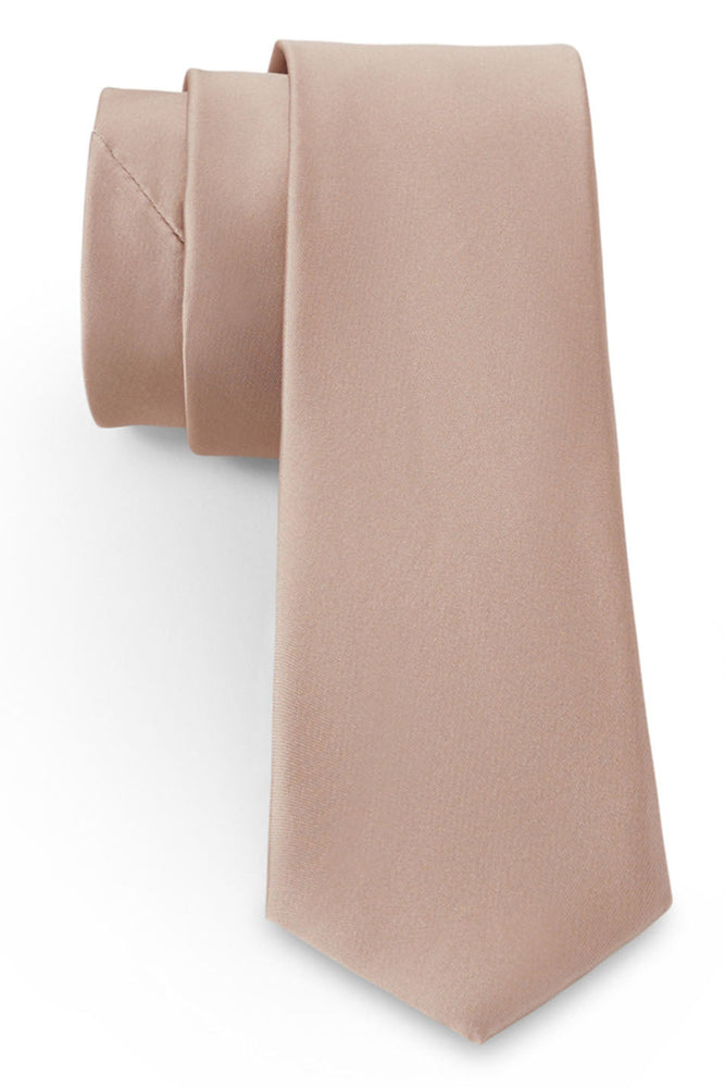 Tan Solid Satin Silk Necktie