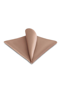 Tan Solid Satin Silk Pocket Square