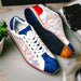 Zelli Alpha Blue Calfskin Sneakers with Sueded and Print Details