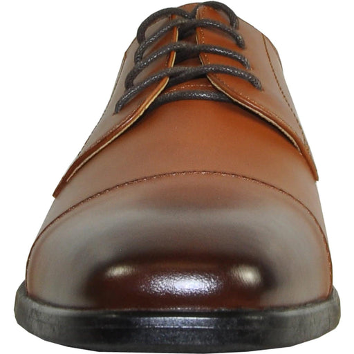 "Antique Brown Oxfords: Bravo Men's Vintage Style Cap Toe Dress Shoes" - USA Men's Outlet