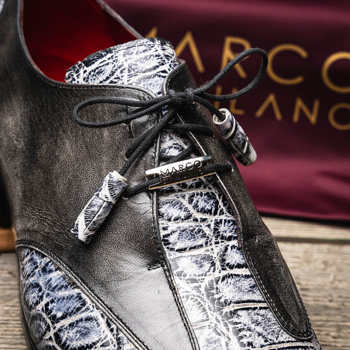 Marco Di Milano Anzio Newspaper Print Leather Oxford
