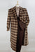 Apollo King Brown Windowpane Overcoat: Belted Mens Wool Double Breasted Full Length - USA Men's Outlet