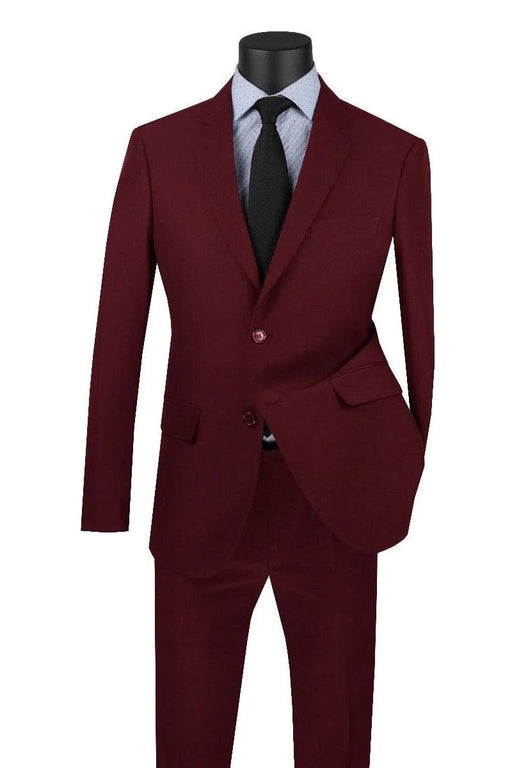 "Apollo King Burgundy Poplin Modern Fit 2-Button Suit" - USA Men's Outlet