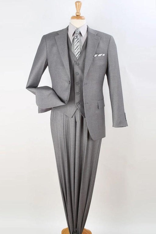 Apollo King Classic Fit Vested Suit: Mens Grey Pleated 2-Btn Pant - USA Men's Outlet