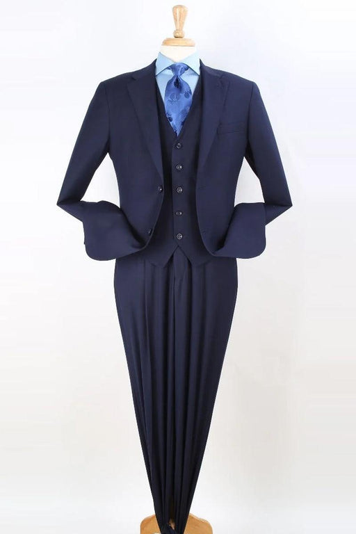 Apollo King Classic Fit Vested Suit w/ Pleated Pants - Navy - USA Men's Outlet