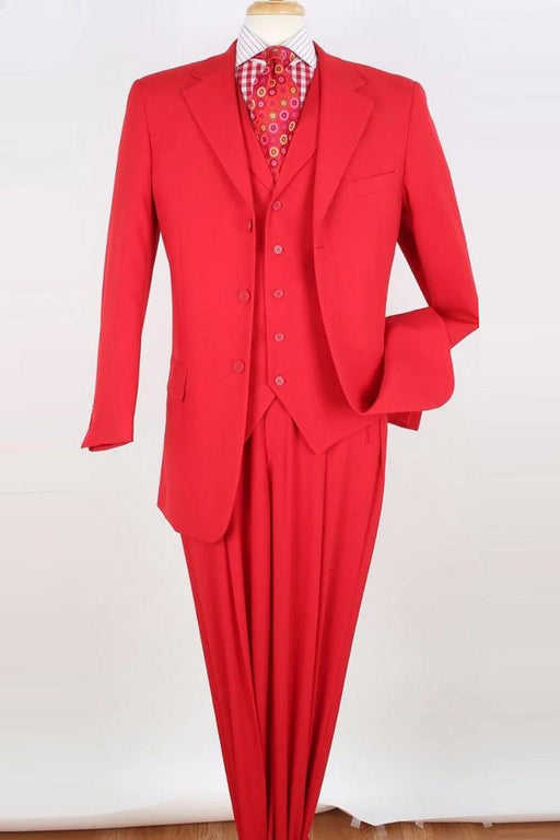 Apollo King Men's Classic 3-Button Red Vested Suit - USA Men's Outlet