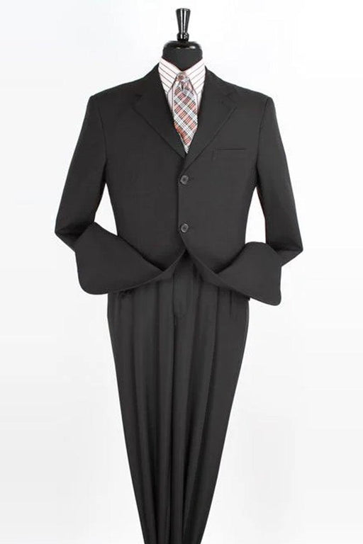 Apollo King Men's Classic Fit 3-Button Poplin Suit, Black - USA Men's Outlet