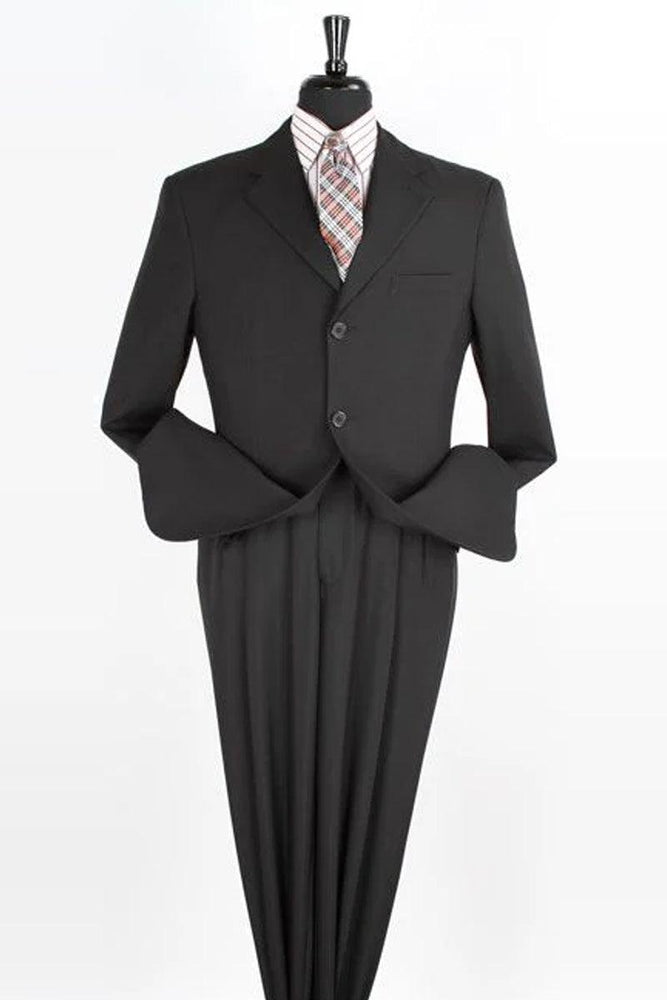 Apollo King Men's Classic Fit 3-Button Poplin Suit, Black - USA Men's Outlet