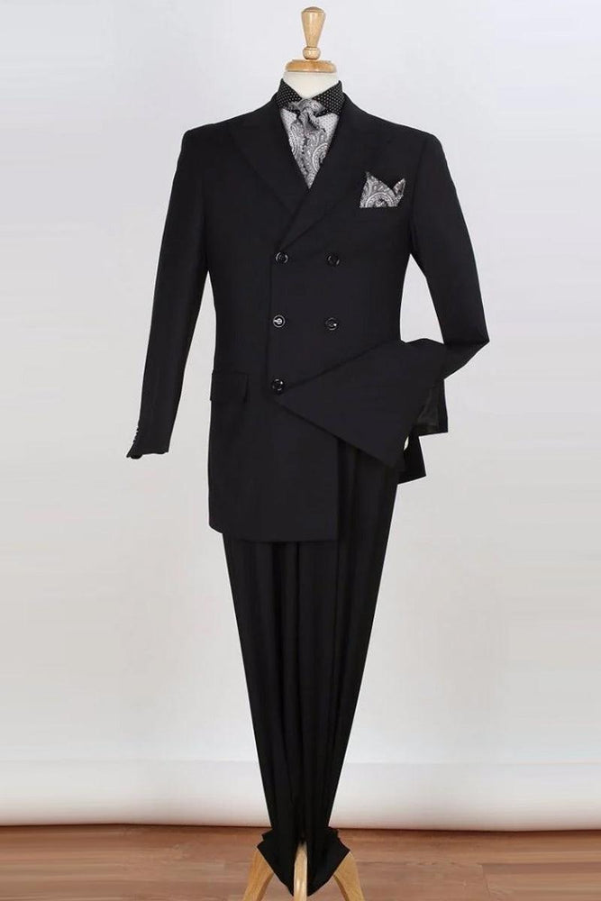 "Apollo King Men's Classy Three-Quarter Length DB Suit –Black" - USA Men's Outlet