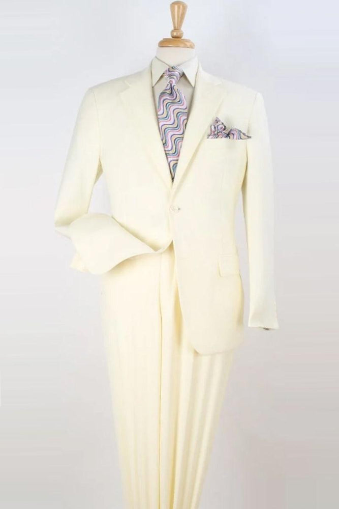 Apollo King Men's Ivory Wool-Feel 2-Button Modern Fit Suit - USA Men's Outlet