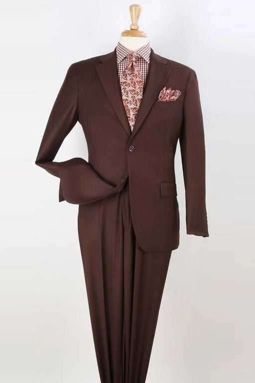 Apollo King Men's Light Brown 2-Btn Modern Wool-Feel Suit - USA Men's Outlet