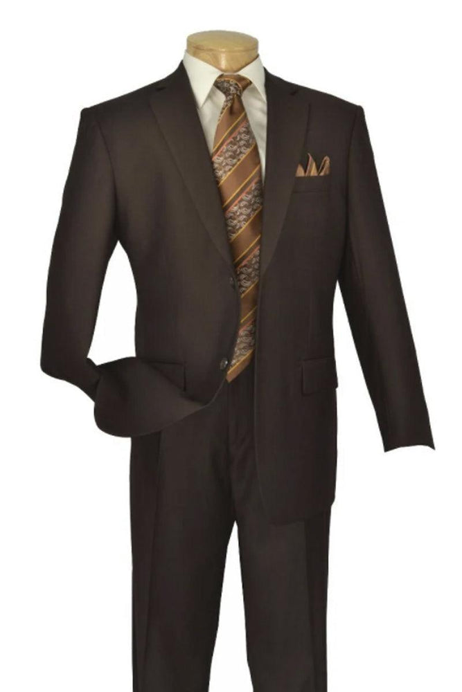 Apollo King Men's Modern Brown Poplin 2-Button Suit - USA Men's Outlet