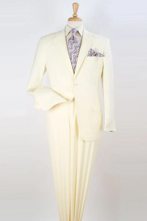 "Apollo King Men's Modern Fit Ivory Poplin Suit" - USA Men's Outlet