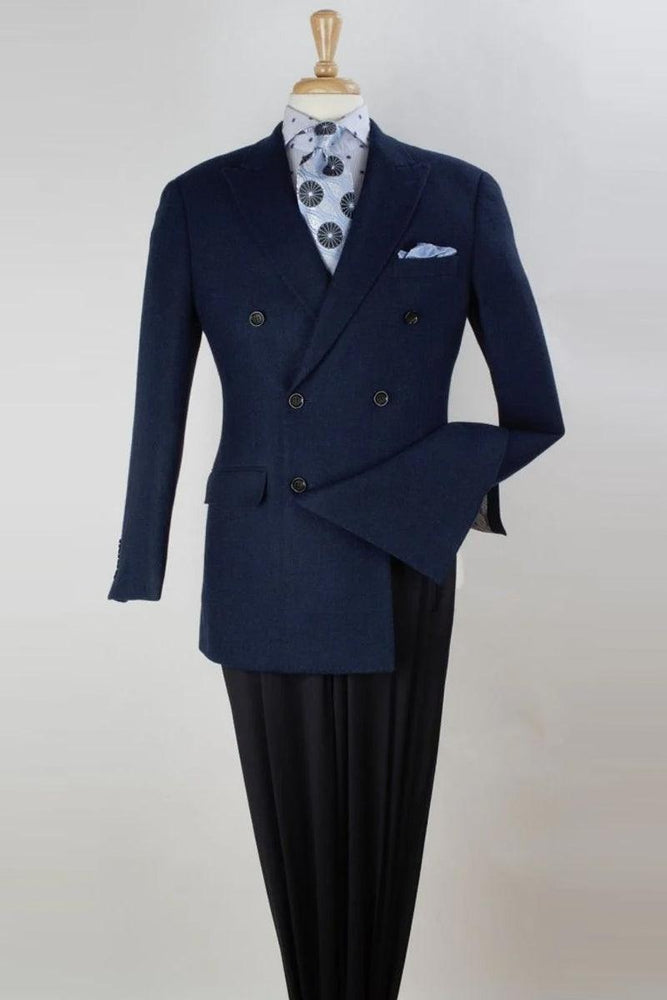 "Apollo King Men's Navy Double-Breasted Sport Coat: Classic Fit" - USA Men's Outlet