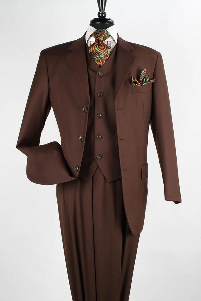 Apollo King Men's Vested Classic Fit 3 Button Suit Pant in Chocolate Brown - USA Men's Outlet