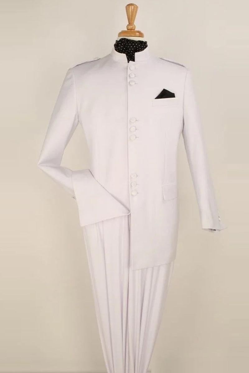 Men's 3 Button Fashion SAFARI Long Sleeve ( military style ) Suits For Men White main image 0