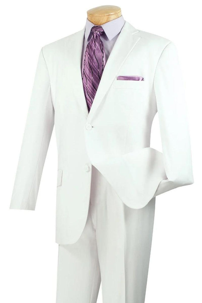 Apollo King Men's White Modern Poplin 2-Btn Suit - USA Men's Outlet