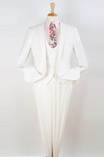 Apollo King Men's White Slim-Fit Vested 1-Button Suit - USA Men's Outlet