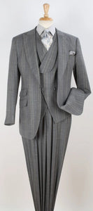 Apollo King Mens 3 Piece 100% Super 150s Wool Suit – High Fashion Double Breasted Vest, Peak Lapel Jacket