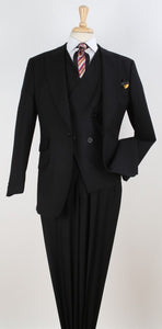 Apollo King Mens 3 Piece 100% Super 150s Wool Suit – High Fashion Double Breasted Vest, Peak Lapel Jacket
