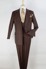 Apollo King Mens Classic Fit Brown Super 150’s Wool Double Breasted Suit - USA Men's Outlet