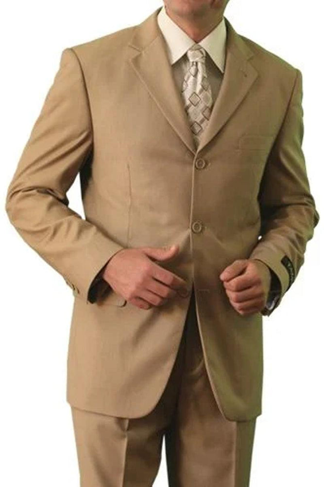 "Apollo King Mens Classic Fit Camel Poplin Two-Piece Suit" - USA Men's Outlet