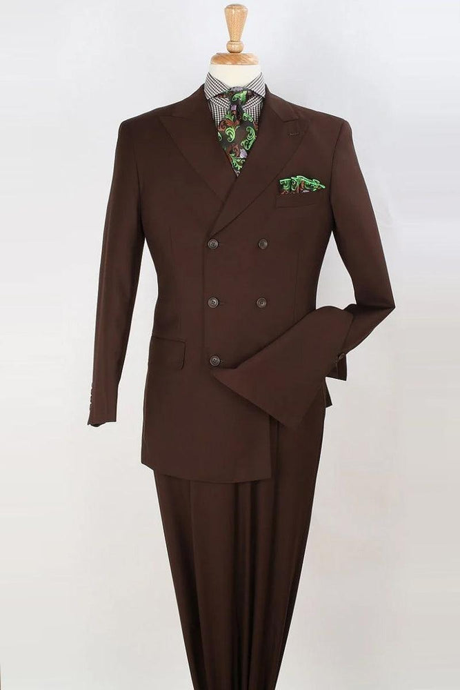 Apollo King Mens Double-Breasted Suit: Timeless Brown 3/4 Length - USA Men's Outlet